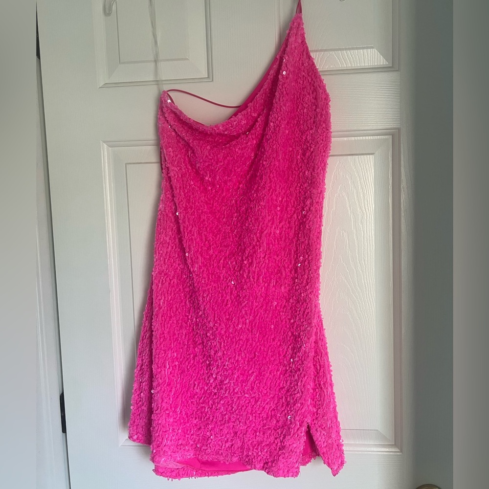 Hot Pink Sequin Textured Slip Dress XL
